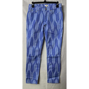 NWT J. Crew Ankle Toothpick Blue Printed Twill Womens Pants Jeans Size 25